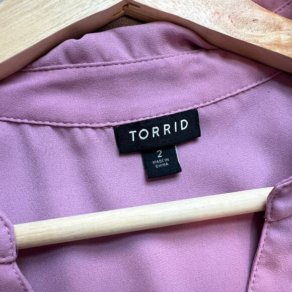 Torrid Flowy 3/4 Sleeve Pink/Lilac Blouse | Women's 2x | Torrid 2 - Picture 3 of 13